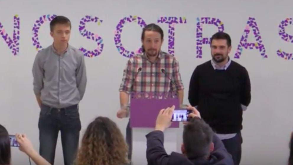 Errejón, Iglesias y Espinar en rueda de prensa