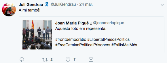 Gendrau y sus mensajes en respaldo del prófugo Puigdemont