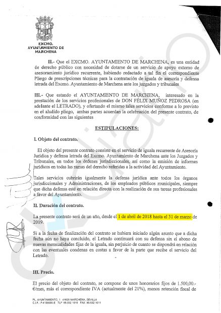 La alcaldesa socialista de Marchena otorga dos contratos al despacho de abogados que fundó