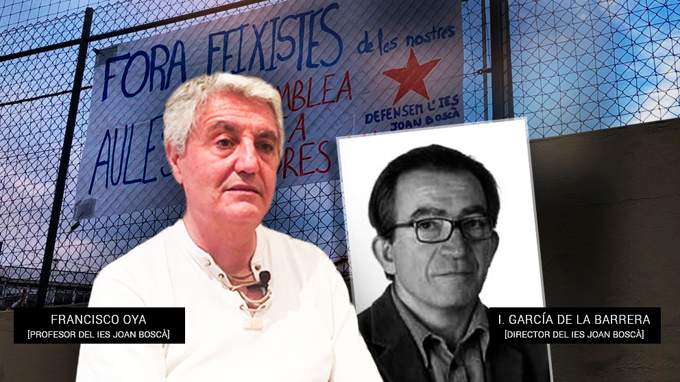 El presidente de Profesores por el Bilingüismo, Francisco Oya, y el director del IES Joan Boscà de Barcelona, Ignacio García de la Barrera, que ha instado la persecución contra él.