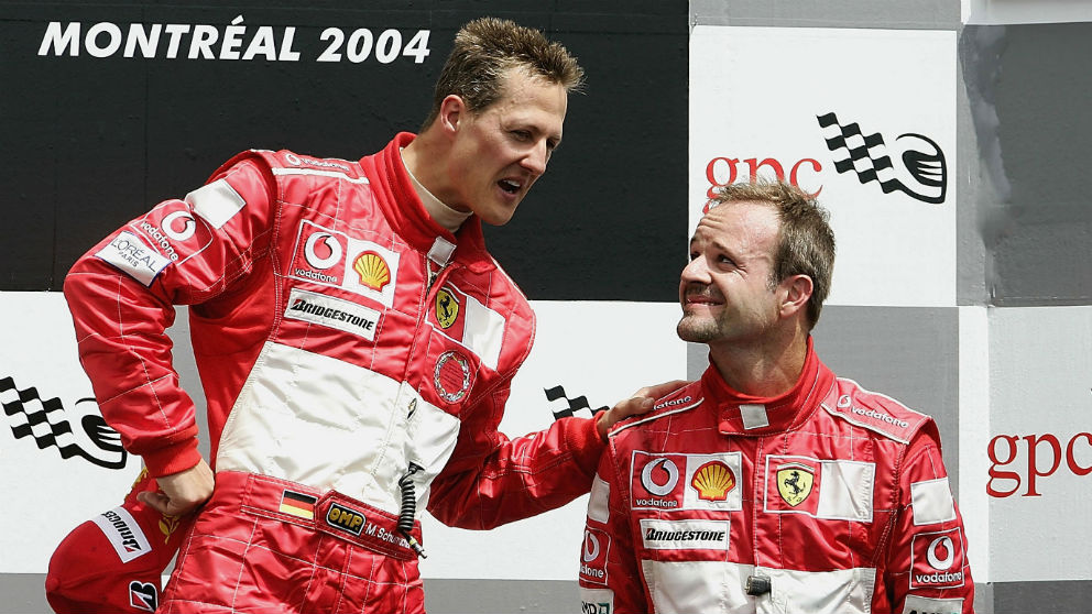 Michael Schumacher y Rubens Barrichello. (Getty)