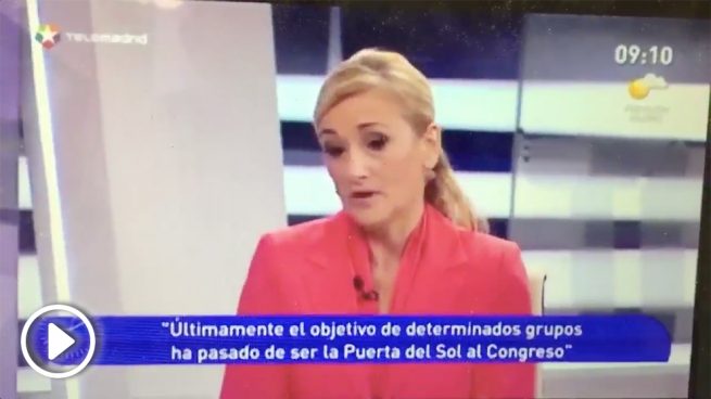 Cristina Cifuentes en Telemadrid en 2012 hablando de robos en supermercados ?>