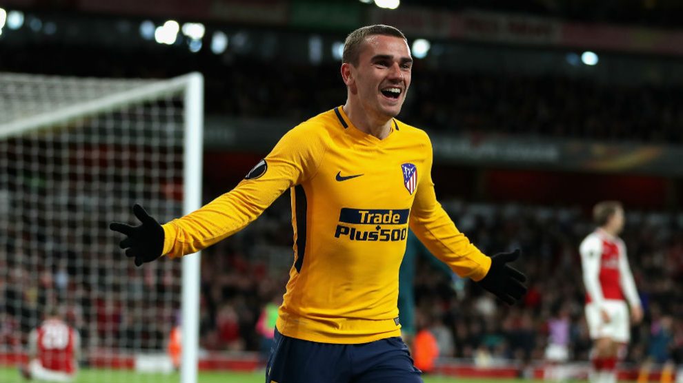 Antoine Griezmann celebra su gol ante el Arsenal. (Getty)