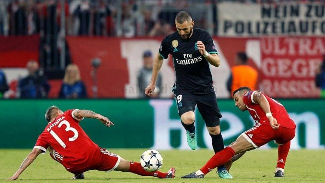 Benzema, durante el Bayern - Real Madrid (www.realmadrid.com).