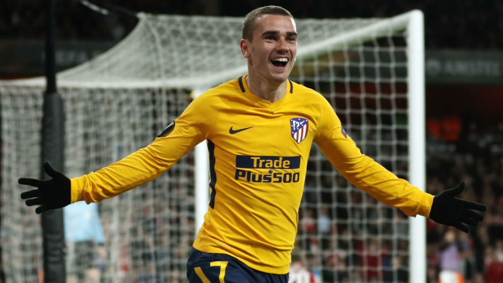 Griezmann celebra su gol en el Arsenal – Atlético Madrid. (AFP)