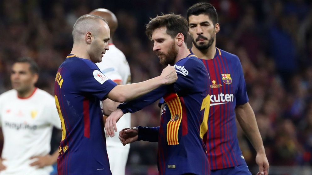Messi, Suárez e Iniesta durante la final de la Copa. (EFE)