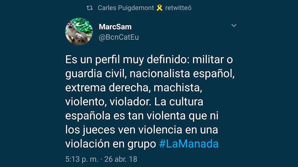 El tuit que compartió Carles Puigdemont en redes sociales