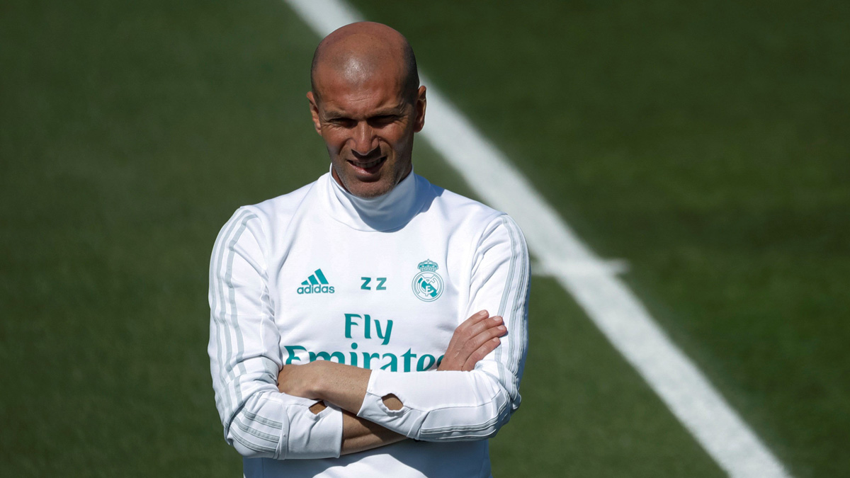 Zidane, en el entrenamiento de este viernes (EFE).