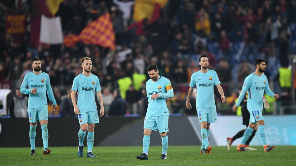 El Barcelona durante su partido de Champions ante la Roma. (Getty)