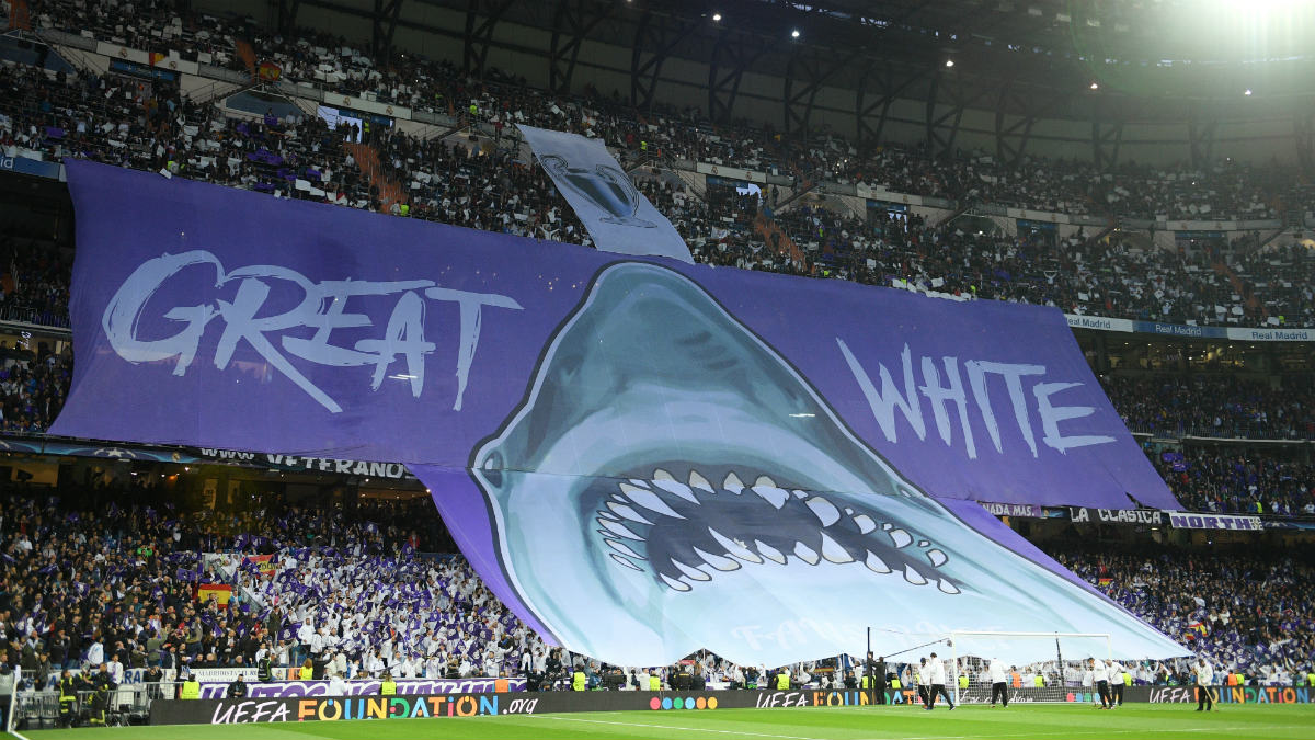 Tifo en el Santiago Bernabéu. (Getty)