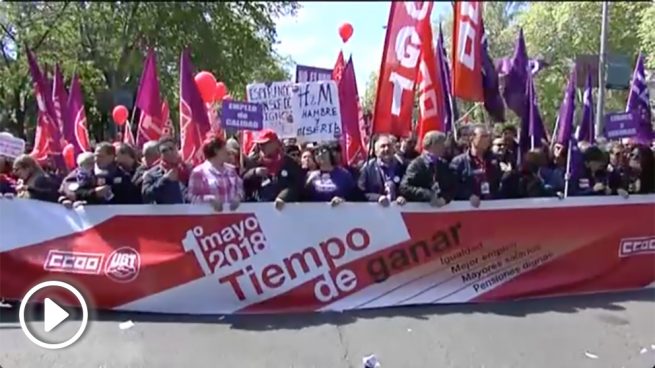 Los sindicatos se visten de morado en Madrid para pedir mejores salarios e igualdad ?>