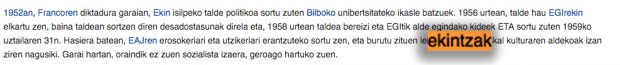 La Wikipedia en euskera habla de "acciones" para referirse a los atentados de ETA 