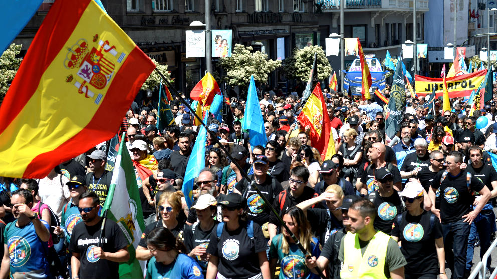 Manifestación de policías y guardias civiles en Madrid (Foto: Efe).