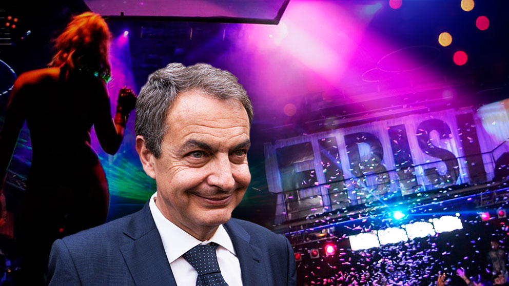 El ex presidente José Luis Rodríguez Zapatero, sobre una imagen de la discoteca Eibisi, donde sucedieron los hechos.