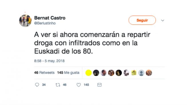 Bernat Castro aventura que la Guardia Civil «comenzará a repartir droga en Cataluña»