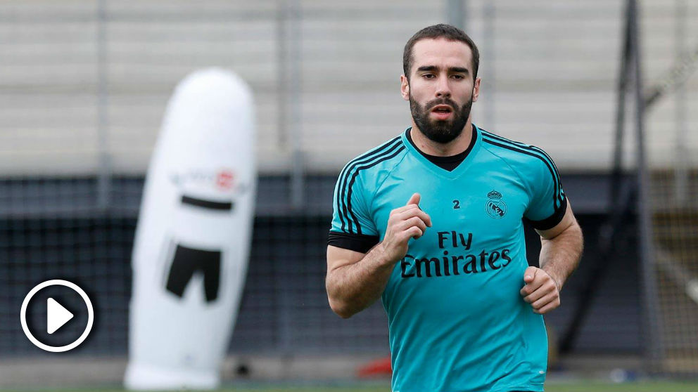 Dani Carvajal durante un entrenamiento con el Real Madrid. (Realmadrid.com)