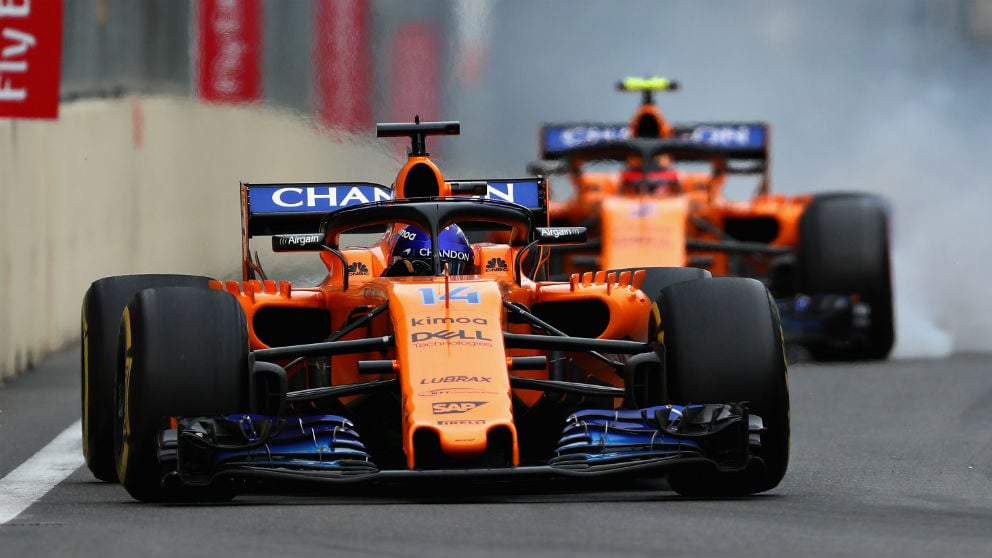 Fernando Alonso se convirtió en el pasado Gran Premio de Azerbaiyán de Fórmula 1 en el piloto que más puestos ha remontado de toda la historia, superando al italiano Michele Alboreto. (getty)