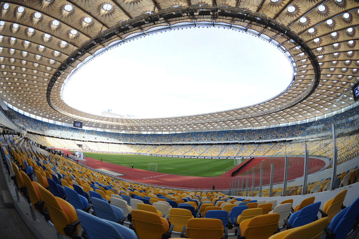 El NSC Olimpiyskiy Stadium de Kievm, sede de la final de la Champions League (AFP).