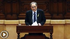 Quim Torra en su discurso de investidura en el Parlament de Cataluña. (Foto: AFP)