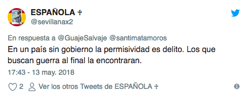 Mensaje en Twitter pidiendo a Rajoy que actúe tras retirar los separatistas la bandera de España en Pallaresos