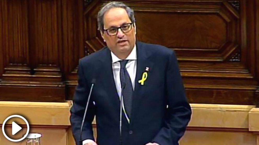 Quim Torra durante el debate de su investidura (Foto: Efe).