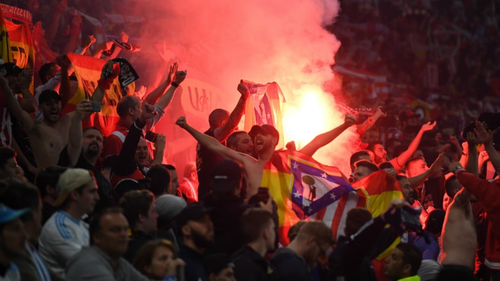 Los seguidores del Atlético de Madrid durante la final de la Europa League. (Getty)