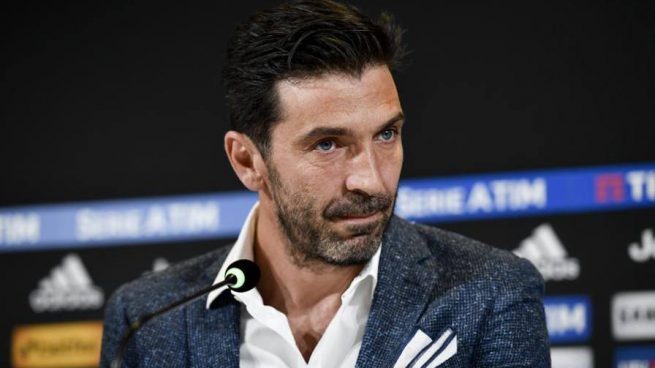 Buffon, en la rueda de prensa de despedida de la Juventus.