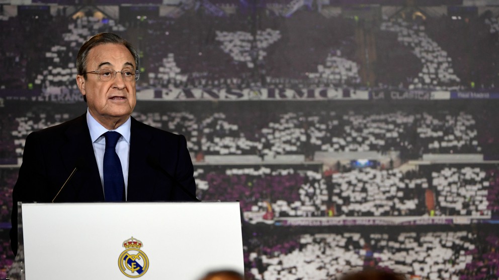 Florentino Pérez, en un acto del Real Madrid. (AFP)