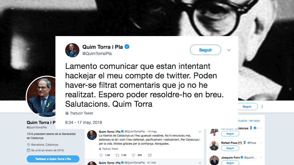 Cuenta en Twitter de Quim Torra.