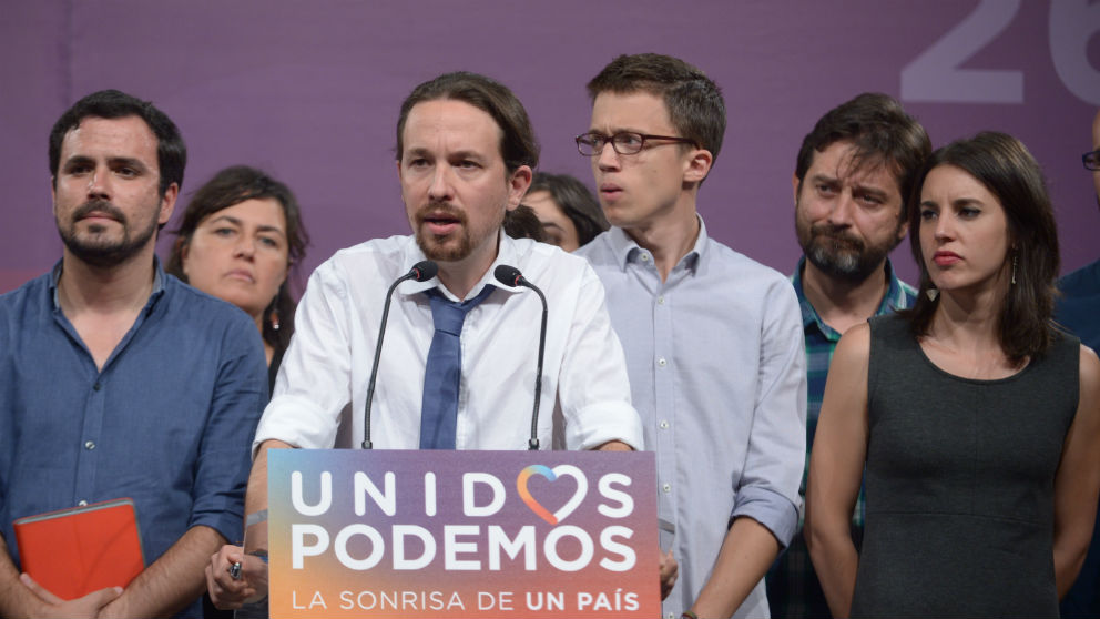 Pablo Iglesias en rueda de prensa en la noche electoral del 26-J. (Foto: Flickr Podemos)