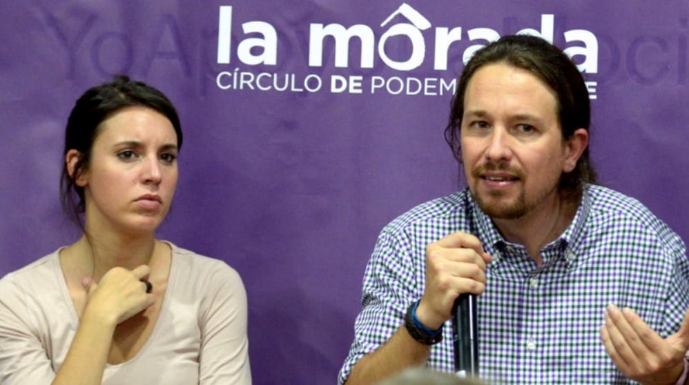 Irene Montero y Pablo Iglesias en un acto en La Morada.