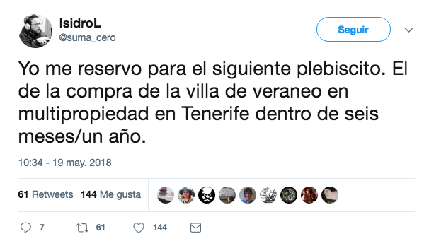 El diputado de Podemos Isidro López se mofa de la decisión anunciada por Pablo Iglesias e Irene Montero.