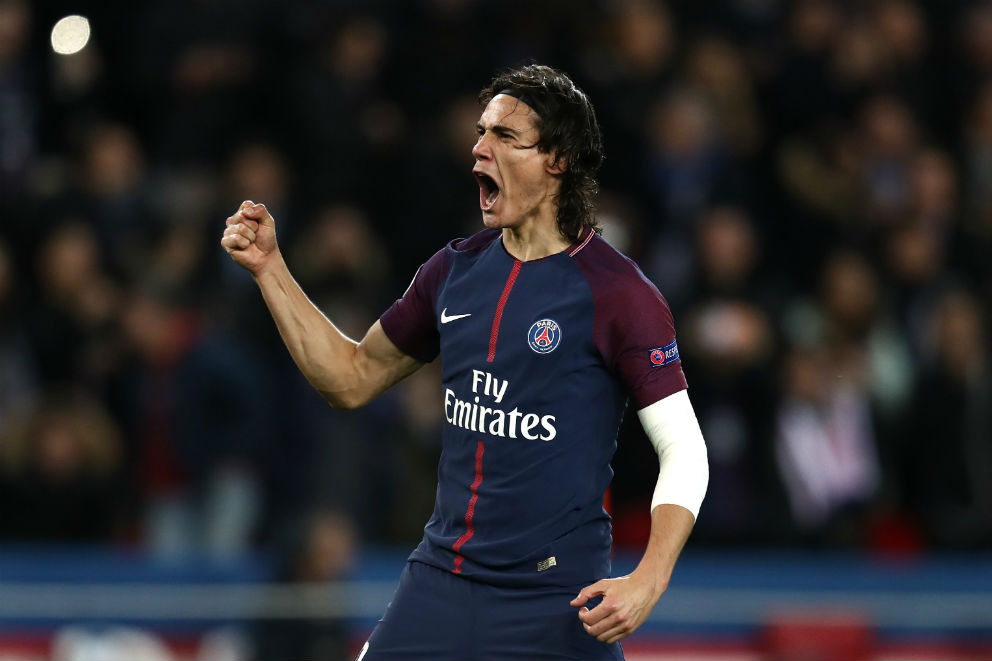 Edinson Cavani celebra un gol con el PSG. (Getty)