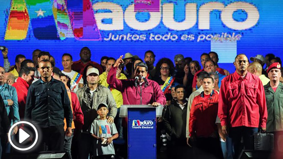Nicolás Maduro tras su victoria en el pucherazo electoral del 20-M. (Foto: AFP)