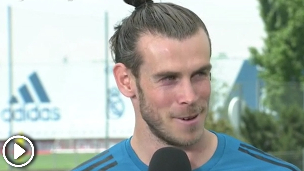 Bale atiende a los medios de comunicación en el Media Day de la final de la Champions League.