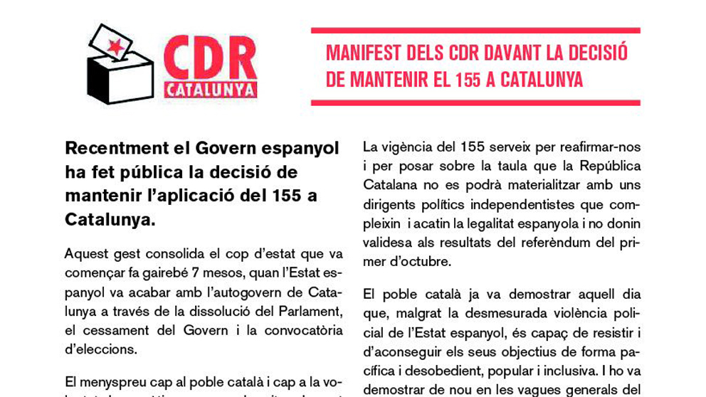 Comunicado de los CDR.
