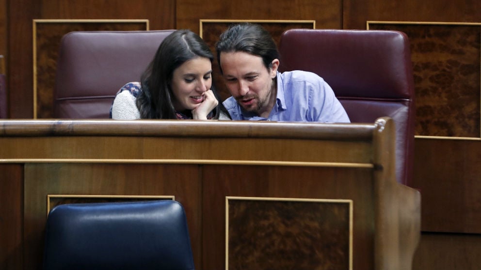 Pablo Iglesias e Irene Montero, en el Congreso.