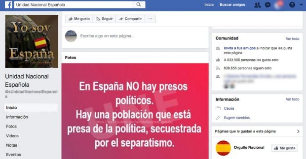 Las páginas de Facebook que TV3 tacha de 'ultras' por poner la la bandera de España o negar que hay presos políticos 