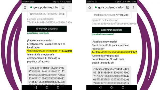 Dos papeletas con distinto sentido del voto emitidas por un solo inscrito.