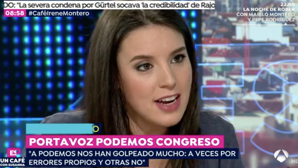 Irene Montero en su entrevista en ‘Espejo público’