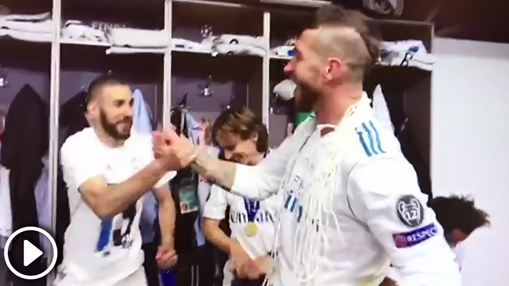 Así fue la celebración en el vestuario del Real Madrid.