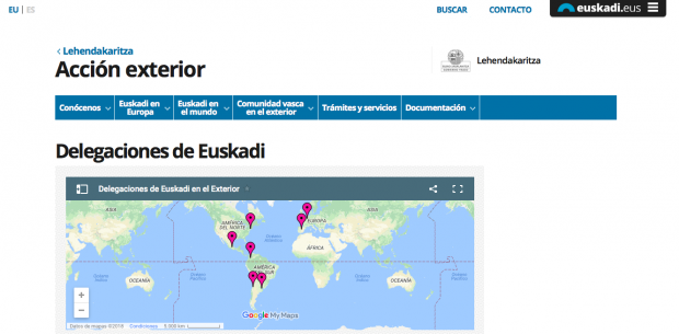 Web institucional de la "Acción Exterior" del Gobierno de Euskadi