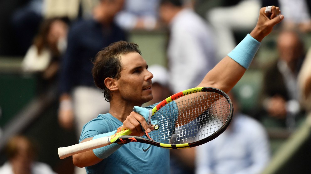 Rafa Nadal celebra su victoria ante Bolelli. (AFP) | Roland Garros