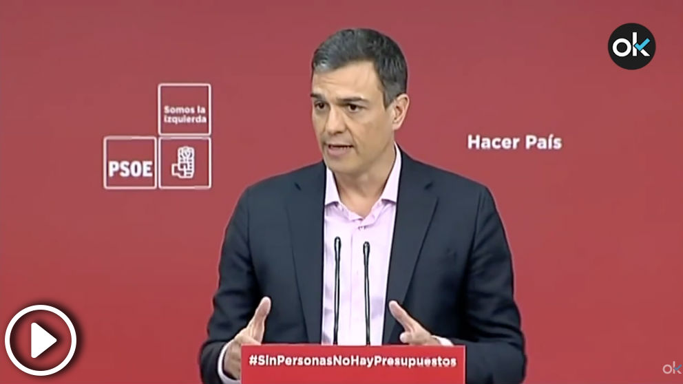 El secretario general del PSOE, Pedro Sánchez, durante una rueda de prensa en Ferraz