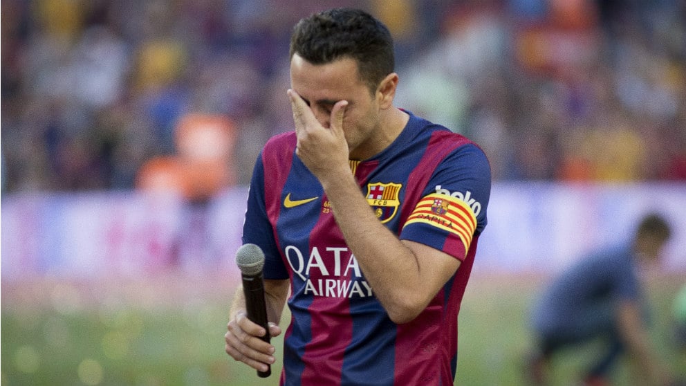 Xavi, el día de su adiós del Barcelona. (Getty)