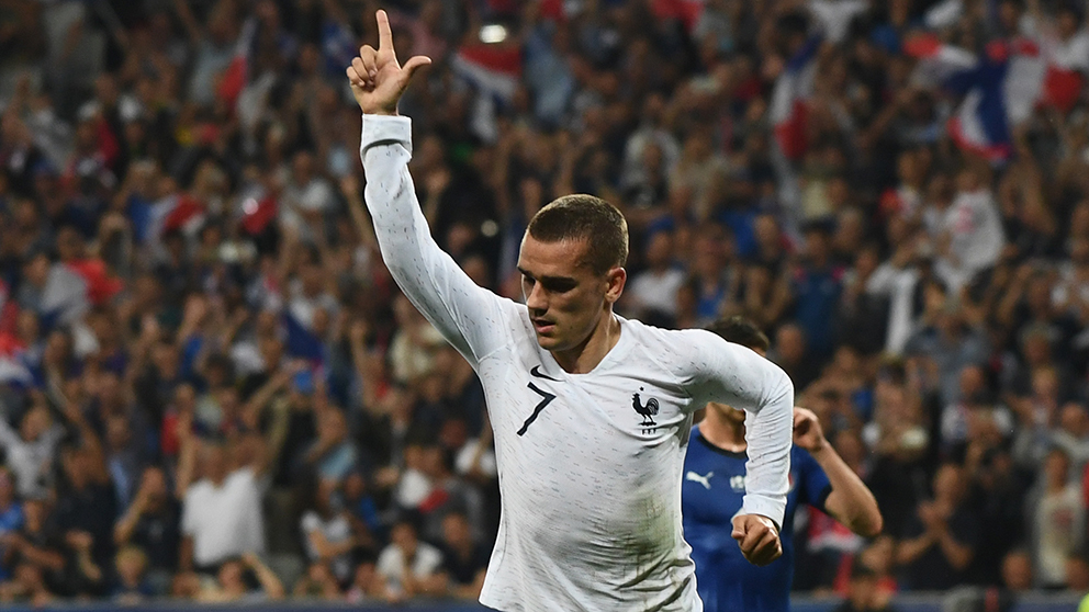 Antoine Griezmann celebra su gol ante Italia. (Getty)