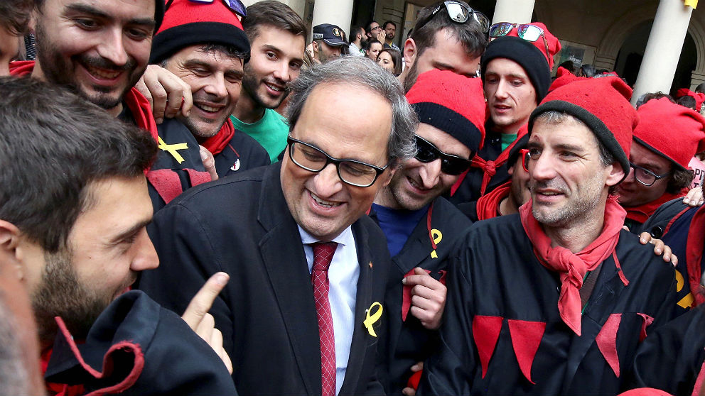 El president Quim Torra en la Patum de Berga, Barcelona. (EFE)