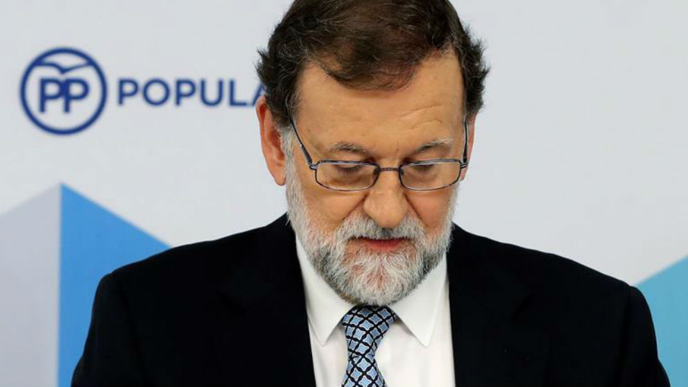 Mariano Rajoy, en rueda de prensa tras anunciar su dimisión como presidente del PP. Foto: EFE