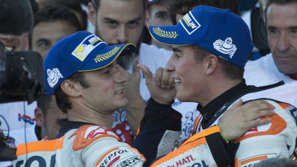 Dani Pedrosa y Marc Márquez han formado una de las parejas más exitosas de la historia del motociclismo, que ahora se rompe para que llegue una que se prevé todavía mejor con el de Cervera y Lorenzo. (Getty)