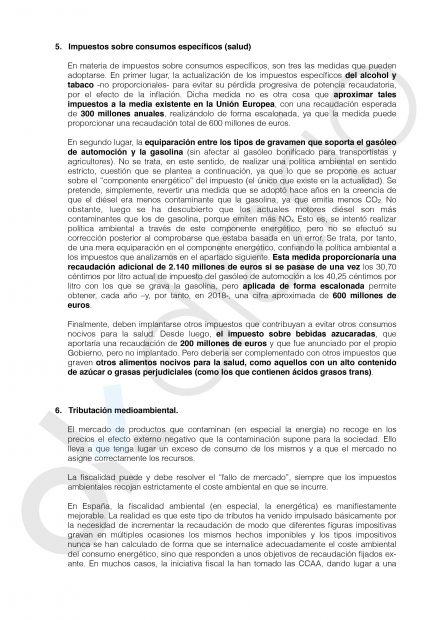 Documento interno del PSOE sobre subidas de impuestos.